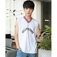 mens athletic simple summer t shirt letter v neck sleeveless 100cotton