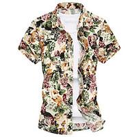 mens going out street chic shirt floral classic collar short sleeve ot ...