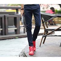 mens mid rise micro elastic skinny bootcut pants street chic simple sl ...