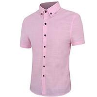 Men\'s Casual/Daily Simple Spring / Fall ShirtSolid / Print Shirt Collar Short Sleeve Cotton Medium