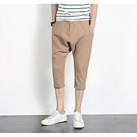Men\'s Mid Rise Inelastic Chinos Pants, Simple Straight Solid