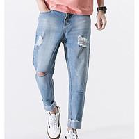 mens mid rise inelastic jeans pants simple slim solid