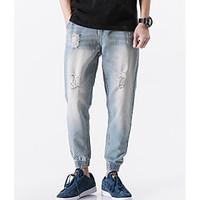 mens mid rise inelastic jeans pants simple slim solid