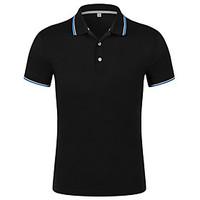 Men\'s Going out Casual/Daily Work Simple Active Summer Fall T-shirtStriped Shirt Collar Short Sleeve Cotton Modal Medium 916687