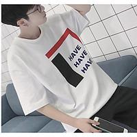 mens casualdaily simple t shirt print letter round neck short sleeve c ...