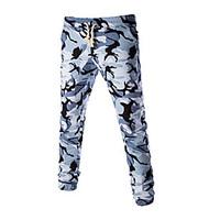 Men\'s Mid Rise Micro-elastic Sweatpants Pants, Active Loose Straight Camouflage