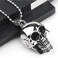 mens fashion personality skull titanium steel black drip pendant neckl ...