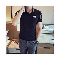 mens casual simple spring polo pattern stand short sleeve cotton mediu ...