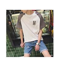 mens casual simple summer t shirt letter number round neck short sleev ...