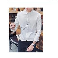 mens casual simple spring shirt solid stand long sleeve cotton medium