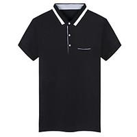 mens daily casual simple polo solid shirt collar short sleeve 100cotto ...