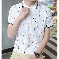 mens daily simple polo round dots shirt collar short sleeve cotton