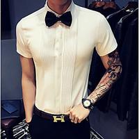 mens officecareer casual simple shirt solid button down collar short s ...