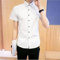 Men\'s Casual Simple Summer Shirt, Solid Shirt Collar Short Sleeve Cotton Medium