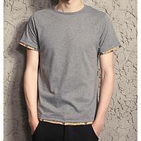 Men\'s Daily Simple T-shirt, Solid Round Neck Short Sleeve Cotton