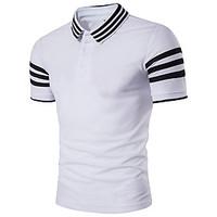 Men\'s Casual/Daily Street chic Polo, Striped Shirt Collar Short Sleeve Polyester