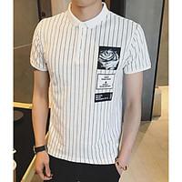 mens casualdaily simple t shirt striped crew neck short sleeve cotton  ...