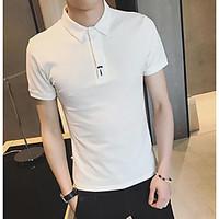 mens casualdaily simple t shirt solid shirt collar short sleeve cotton ...