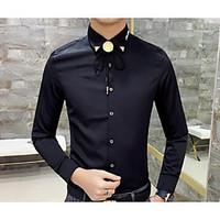 mens casualdaily simple shirt solid shirt collar long sleeve cotton th ...