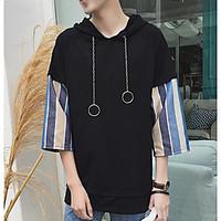 mens casualdaily simple t shirt print hooded sleeve cotton thin