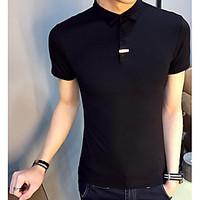 mens casualdaily simple t shirt solid shirt collar short sleeve cotton ...