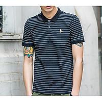 Men\'s Casual/Daily Simple T-shirt, Striped Shirt Collar Short Sleeve Cotton Thin