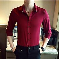 mens casualdaily simple shirt solid shirt collar long sleeve cotton th ...