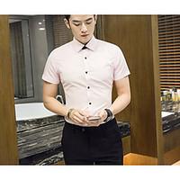 Men\'s Casual/Daily Simple Shirt, Solid Shirt Collar Short Sleeve Cotton Thin