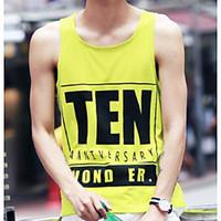 mens casualdaily simple tank top letter round neck sleeveless cotton t ...