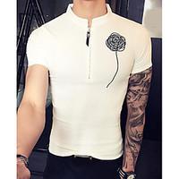 mens casualdaily simple t shirt solid stand short sleeve cotton thin