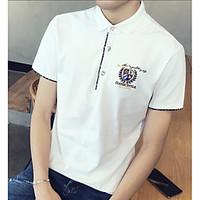 mens daily simple polo print shirt collar short sleeve cotton