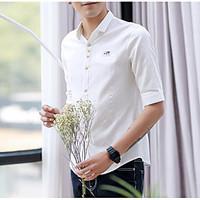 mens casualdaily simple shirt solid shirt collar long sleeve cotton th ...