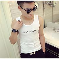 Men\'s Casual/Daily Simple Tank Top, Solid Round Neck Sleeveless Cotton Thin