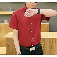 Men\'s Casual/Daily Simple Shirt, Solid Shirt Collar Short Sleeve Cotton Thin