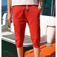 mens mid rise micro elastic chinos shorts pants simple relaxed solid