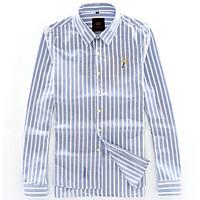 mens going out simple shirt striped embroidered shirt collar long slee ...