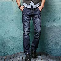 mens mid rise inelastic jeans pants simple straight solid