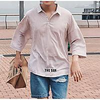 Men\'s Casual/Daily Simple Shirt, Striped Shirt Collar Short Sleeve Cotton Thin