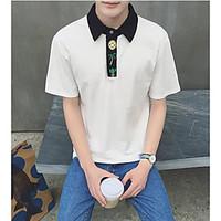 mens casualdaily simple polo solid shirt collar short sleeve cotton