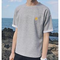 Men\'s Daily Simple T-shirt, Solid Round Neck Short Sleeve Cotton