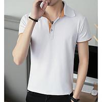 Men\'s Daily Simple Polo, Solid Shirt Collar Short Sleeve Cotton