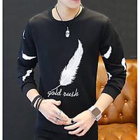mens casualdaily hoodie print round neck micro elastic cotton long sle ...