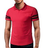Men\'s Casual/Daily Simple T-shirt, Solid V Neck Short Sleeve Blue Red Black Gray Cotton