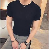 mens casualdaily simple short pullover solid round neck short sleeve p ...