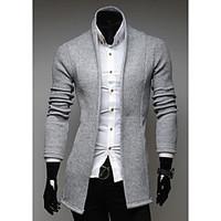 mens casualdaily simple regular cardigan solid v neck long sleeve poly ...