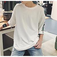 mens daily simple t shirt solid color round neck half sleeve cotton