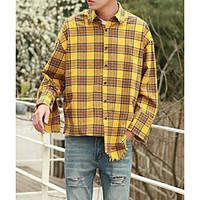 Men\'s Casual/Daily Simple Spring Summer Shirt, Print Shirt Collar Long Sleeve Cotton Thin