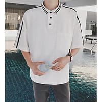 mens daily simple polo solid shirt collar short sleeve cotton