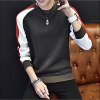 mens casualdaily sweatshirt solid round neck strenchy cotton acrylic l ...