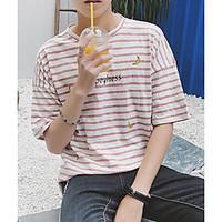 mens casualdaily simple spring summer t shirt striped print round neck ...